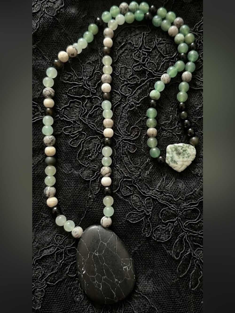Southern Gothic Moss Necklace (Black Howlite, Green Aventurine, Moss Agate)